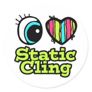 Bright Eye Heart I Love Static Cling Classic Round Sticker