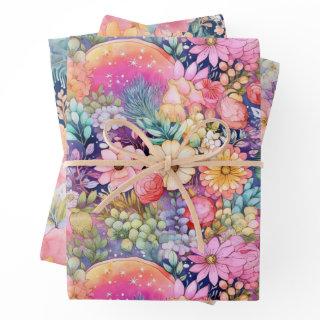 Bright Florals and Cute Rainbows Watercolor   Sheets