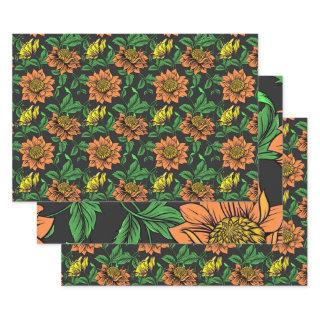 Bright Flowers Pop from Black Background  Sheets