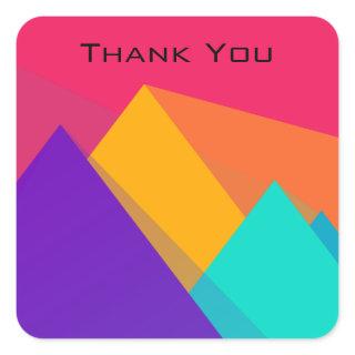 Bright Geometric Triangles and Pyramids Thank You Square Sticker