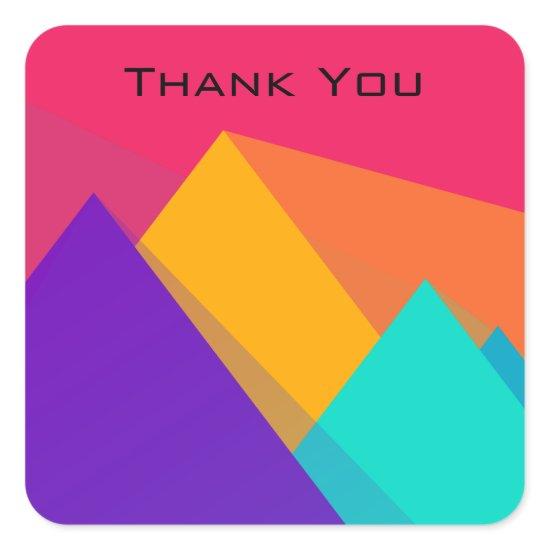 Bright Geometric Triangles and Pyramids Thank You Square Sticker