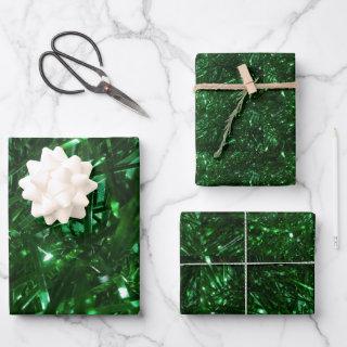 bright green shiny christmas tree tinsel  sheets