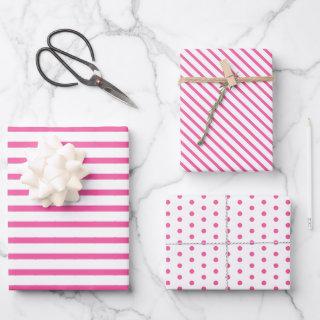 Bright Hot Easter Pink Stripes On Crisp White  Sheets