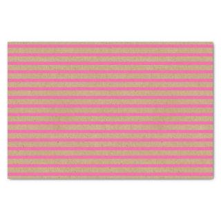Bright Hot Summer Pink Stripes Faux Brown Kraft Tissue Paper