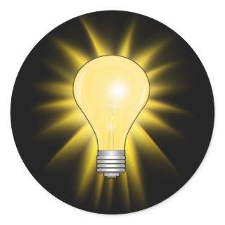 Bright Idea Light Bulb Classic Round Sticker