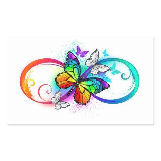 Bright infinity with rainbow butterfly rectangular sticker
