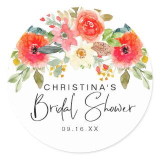 Bright Mid Summer Floral Bridal Shower Classic Round Sticker