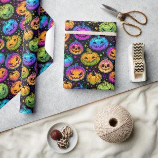 Bright, Multicolored Halloween Pumpkin Pattern