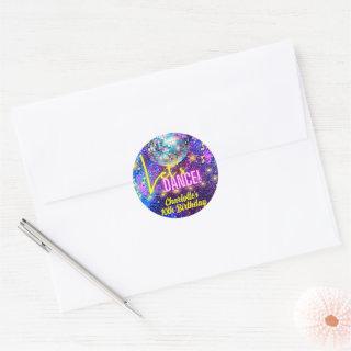 Bright Neon Pink Glow Disco Let's Dance Party Classic Round Sticker