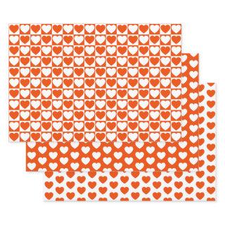 Bright Orange and White Hearts  Sheets
