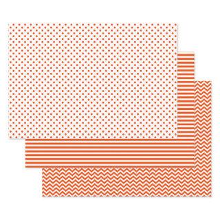 Bright Orange and White Stripes Chevron Polka Dots  Sheets