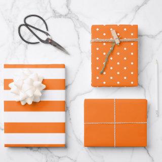 Bright Orange Polka Dot Wide Striped and Solid  Sheets