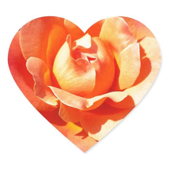 Bright orange rose heart sticker