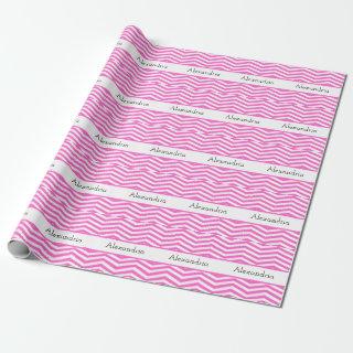 Bright Pink and white chevron Striped