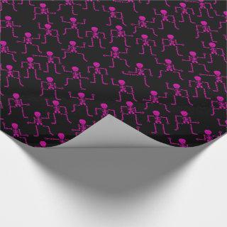 Bright Pink Happy Dancing Skeletons Horror Pattern