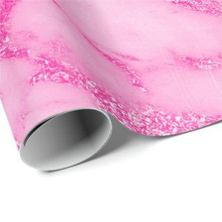 Bright Pink  Vivid Rose White Marble Metallic