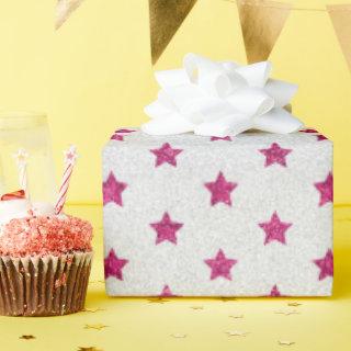 Bright Pink & White Faux-Glitter Star Pattern