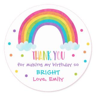 Bright Rainbow Birthday Party Gift Favor Classic Round Sticker