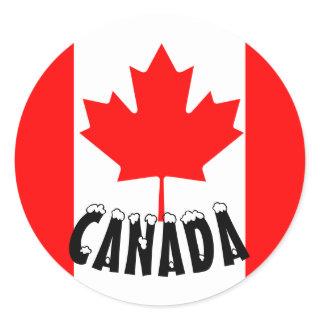 Bright Red Maple Leaf Canada Flag Classic Round Sticker