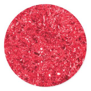 Bright Red Shredded Foil Texture Pattern Classic Round Sticker