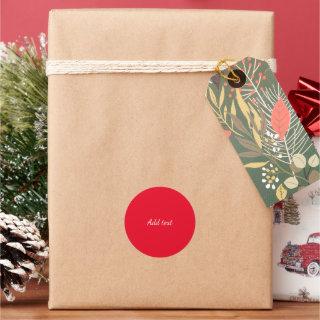 Bright Red with White Text Classic Round Sticker