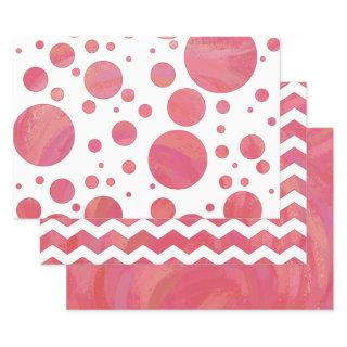 Bright Salmon Pink Color Coordinated Patterns  Sheets