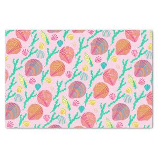 Bright Seashells and Seaweed Pattern Tissue Paper