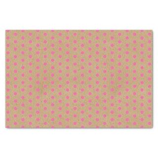 Bright Summer Pink Dots On Rustic Faux Brown Kraft Tissue Paper