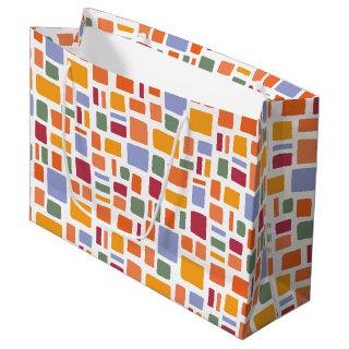 Bright Tropical Colors Wonky Squares & Rectangles Large Gift Bag