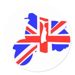 Bright Union Jack Scooter Classic Round Sticker