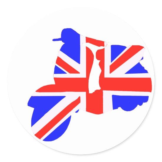 Bright Union Jack Scooter Classic Round Sticker