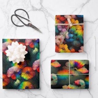 Bright, Vibrant, Colorful Rainbow Flowers Pattern   Sheets
