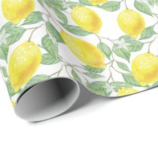 Bright Watercolor Lemons Citrus Greenery Summer