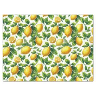 Bright Watercolor Lemons Decoupage  Tissue Paper