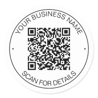 Bright White QR Code Smart Contact Classic Round Sticker