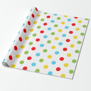 Bright Yellow Green Blue and Red Polka Dots