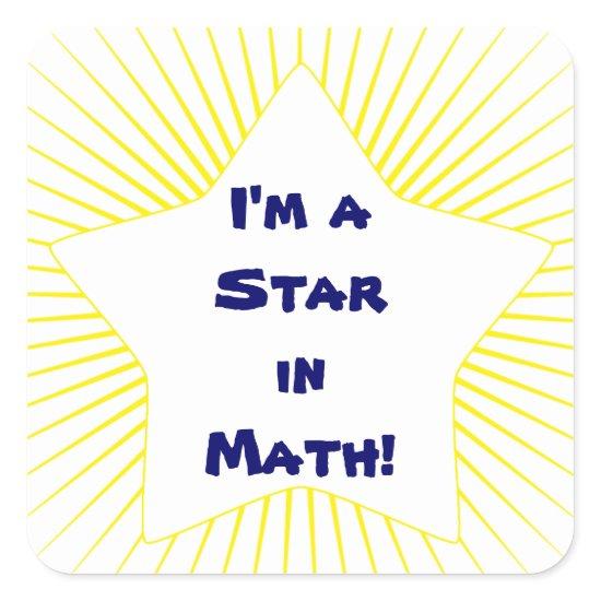 Bright Yellow Math Student Star Square Sticker