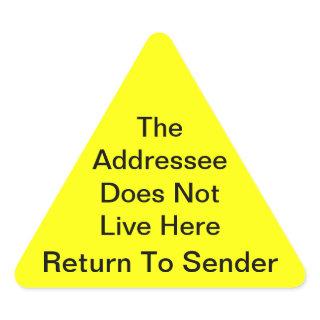 Bright Yellow Return To Sender Triangle Sticker