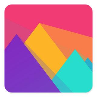 Brightly Colored Geometric Triangles and Pyramids Square Sticker