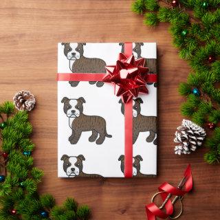 Brindle And White Staffie Cute Cartoon Dog Pattern
