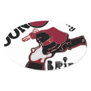 Bring It On – Playful Christmas & Space Mashup Oval Sticker