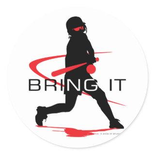 Bring it Red Batter Softball Classic Round Sticker