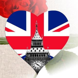 British Flag & Big Ben - London, UK /sports fans Heart Sticker