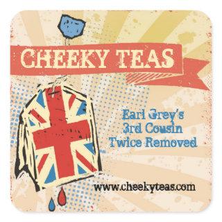 British flag teabag hand blended teas label