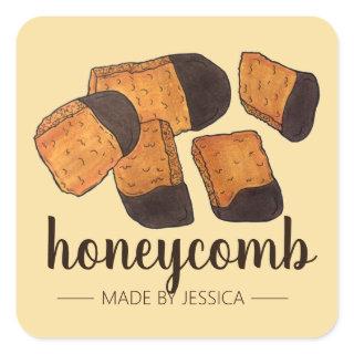 British Honeycomb Sponge Toffee Candy Made By Square Sticker