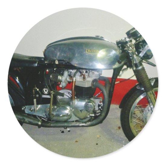 British Triton Motorcycle. Classic Round Sticker