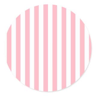 Broad Stripes - White and Light Pink Classic Round Sticker