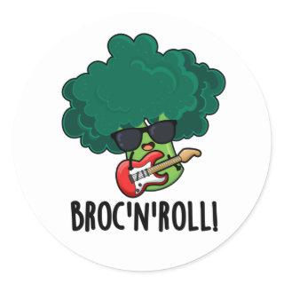 Brock n Roll Funny Veggie Broccoli Pun  Classic Round Sticker