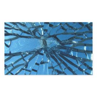 Broken Blue Glass Rectangular Sticker