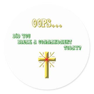 Broken Commandment Christian Classic Round Sticker